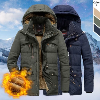 

Winter Parka Warm Thick Multiple Pockets Coats Men 2020 Mens Fleece Hooded Cotton Overcoat Plus Size Military Jacket