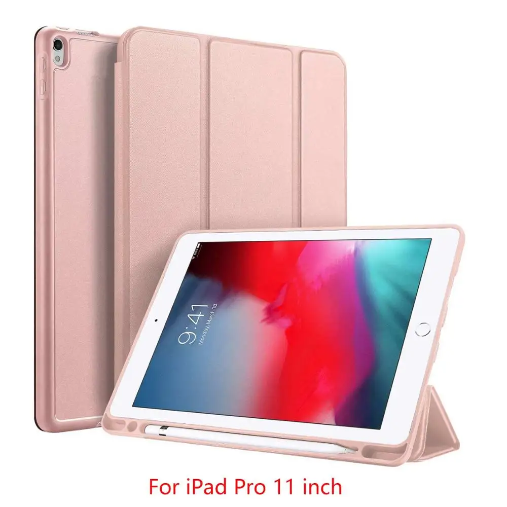 Pink Pro 11 DUX DUCIS PU кожаный смарт-чехол для iPad Air 3() мягкий флип-чехол для iPad Pro 10,5 11 12,9 iPad Mini 5 с держателем карандаша - Цвет: Pink Pro 11