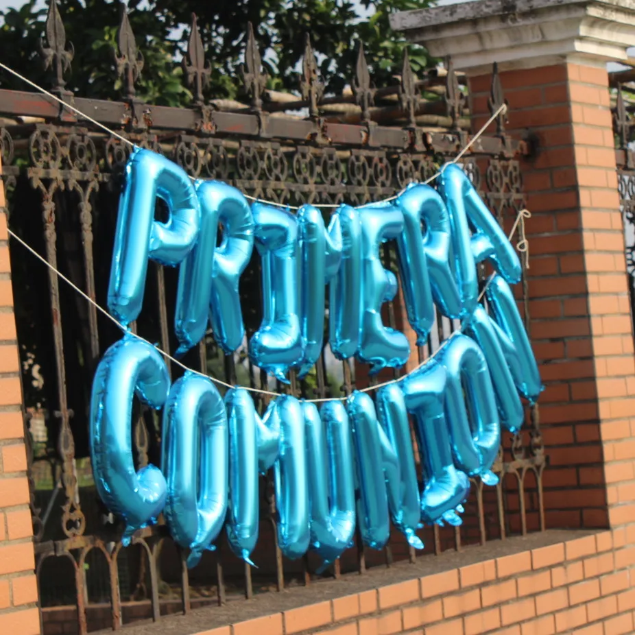 

Boy First Communion decoration Foil balloons Boy Primera comunion banners welcome hanging bunting