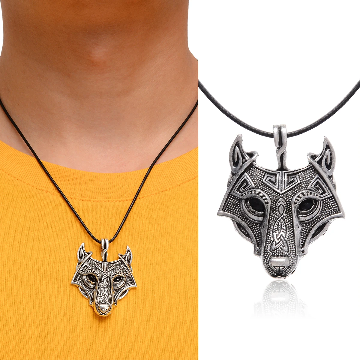 

1pcs Vintage Animal Head Pendant Necklace Fashion Wolf Chain Necklace Charming Statement Jewelry Shellhard Female Bijoux