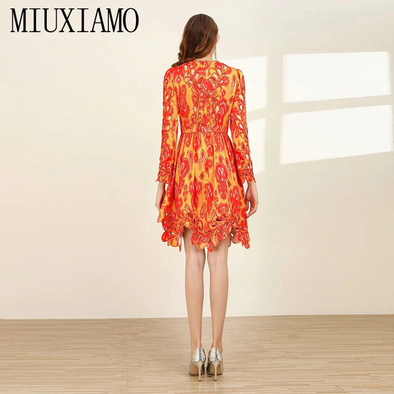 MIUXIMAO, весеннее платье, Новое поступление, высокое качество, роскошный цветок, элегантное, до колена, бархатное, черное, Повседневное платье для женщин, Vestido