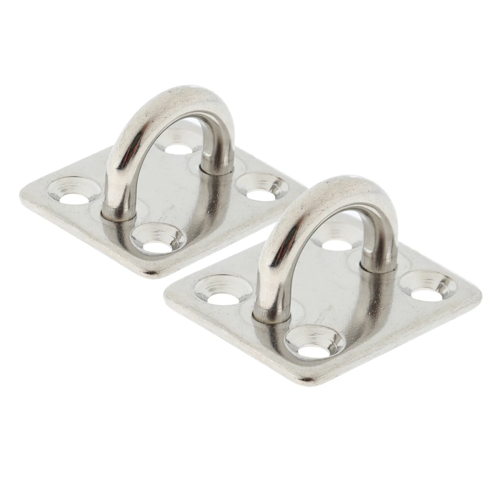 2Pcs 5mm Square Pad Eye Plate Stainless Steel Boat Sailing Rigging Hardware