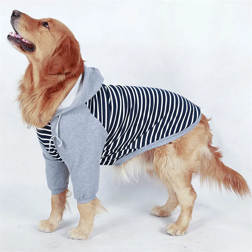 black Striped Зимняя одежда с капюшоном для собак, полосатые куртки с капюшоном для домашних животных, одежда для больших собак, толстовки с капюшоном для собак, зимняя одежда для собак - Цвет: black Striped