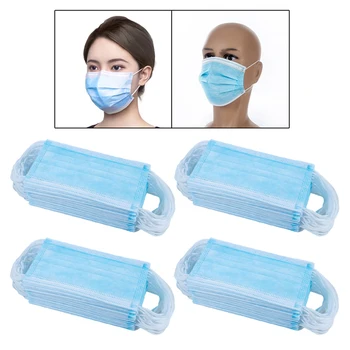 

200Pcs Disposable Face Mask 3-Ply Dust Protection Non-woven Mouth Cover Earloop
