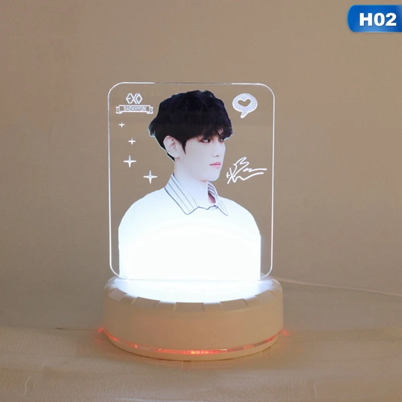 H02 EXO BAEKHYUN CHANYEOL SEHUN настольная лампа светильник палка светодиодный ночной Светильник прикроватный светильник палка светящиеся набор канцелярских принадлежностей - Цвет: H02