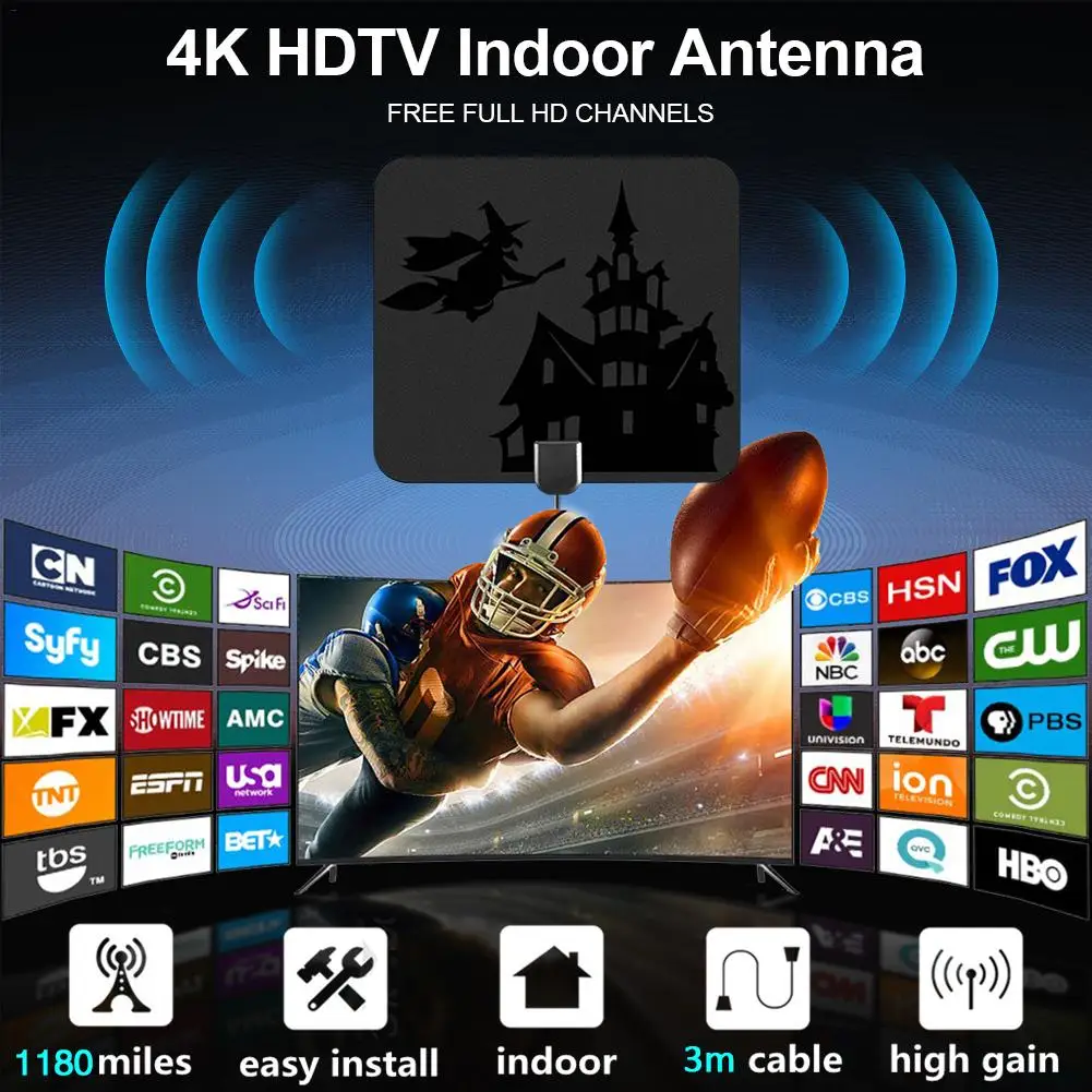 4K цифровая HDTV Антенна Внутренняя усиленная ТВ антенна 1180 км Диапазон с DVB-T2 Freeview ТВ для жизни местные каналы вещания