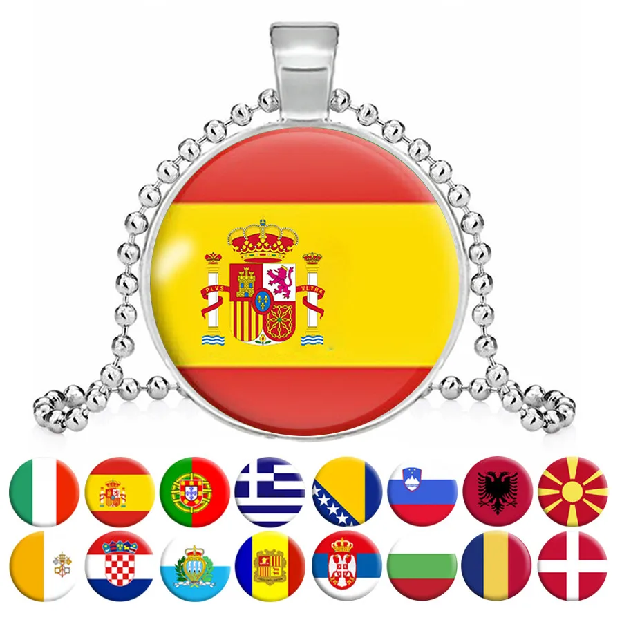 国旗ネックレスイタリアスペインポルトガルギリシャバチカンクロアチアアンドラスロベニアルーマニアマルタセルビアネックレス首輪ジュエリー Aliexpress ジュエリー アクセサリー