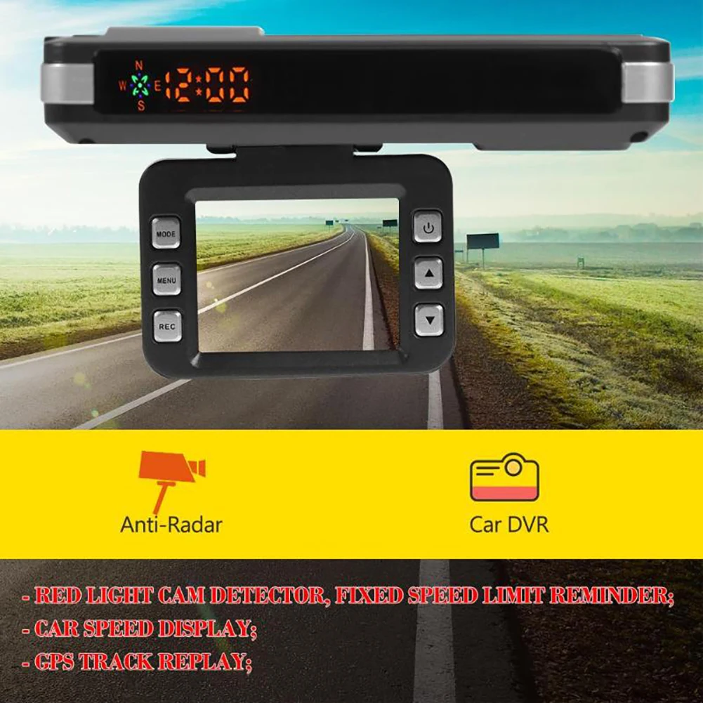 2-в-1 2,4 дюймов HD 720P Видеорегистраторы для автомобилей камера Dash Cam радаров детектор видео регистратор forRussia видеозаписывающее устройство маска Тканевая камера заднего вида