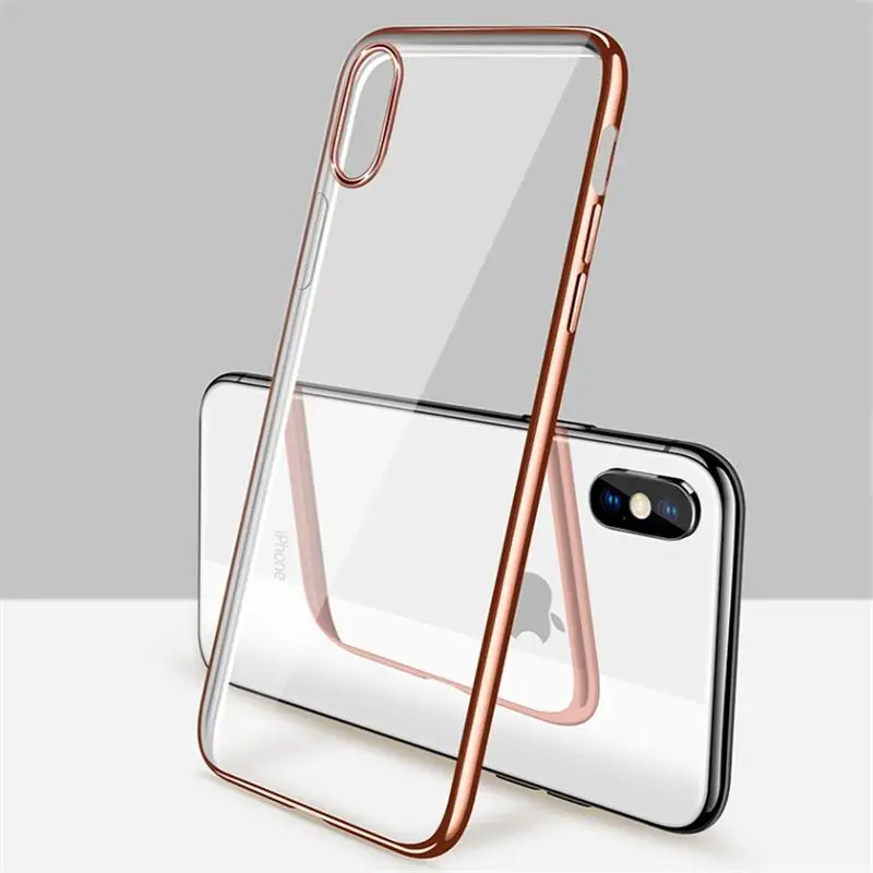 

Soft Case For iPhone 11 Pro XS Max XR X Case Silicone Transparent Plated Fundas For iPhone 11 7 8 6S Plus 5 5S Back Cover Coque