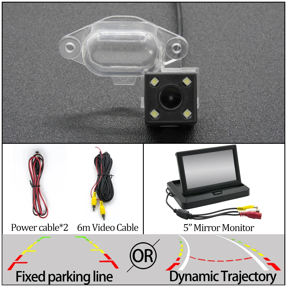 Фиксированная или динамическая траектория Автомобильная камера заднего вида для Nissan X-Trail/Almera Classic/Pathfinder R50/Cefiro A32 монитор парковки автомобиля - Название цвета: 4LED N 5 in Foldable