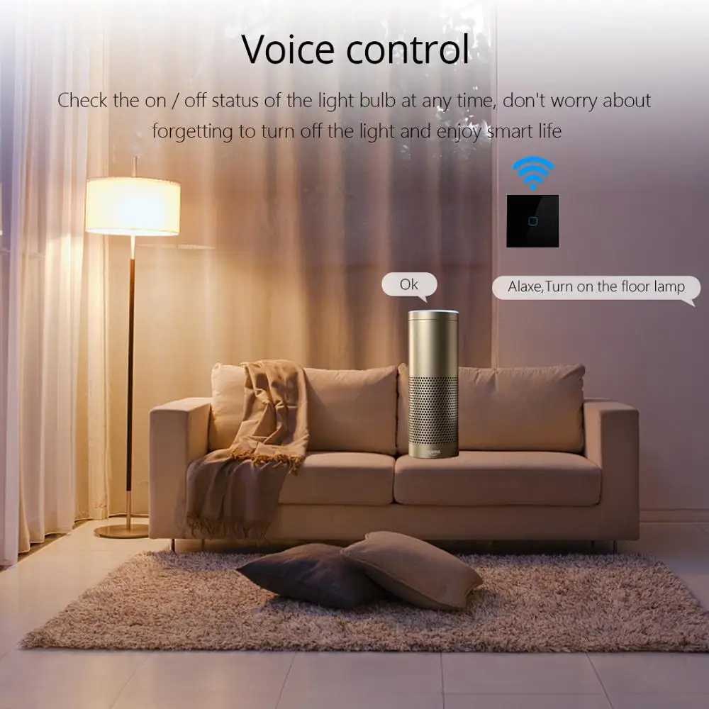 Умный настенный выключатель Tuya Smart Life Wi Fi 1/2/3 кнопочный 1 канал для Google Home Amazon Alexa /RF