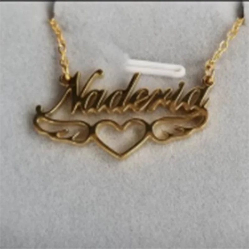 

Custom Necklaces For Women Empty Heart Angle Wings Pendant Necklace Personality Chain Nameplate Necklaces Birthday Jewelry Gift