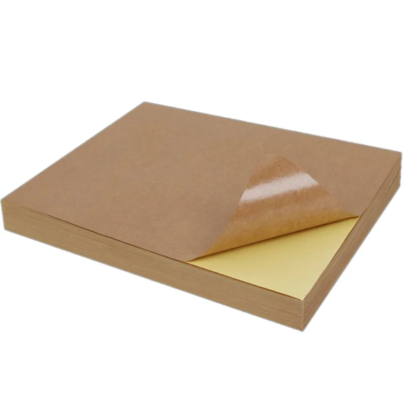 

100 Sheets A4 Size Blank Kraft Adhesive Sticker Self Adhesive A4Kraft Label Paper for Inkjet Printer Packaging Label