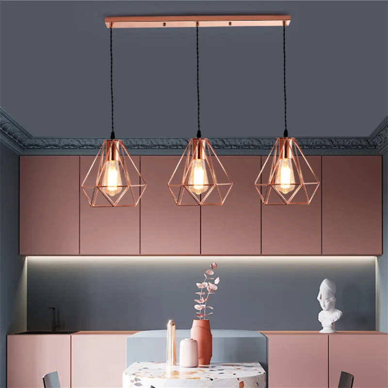 Modern electroplated metal bird cage chandelier retro rose gold creative restaurant | Лампы и освещение