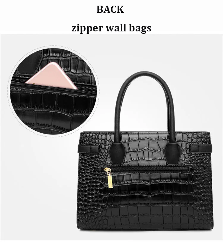 Ladies Crocodile Handbags for Women Luxury Designer Genuine Leather Crossbody Purses Cowhide Top Handle Office Tote Shoulder Bag (7)