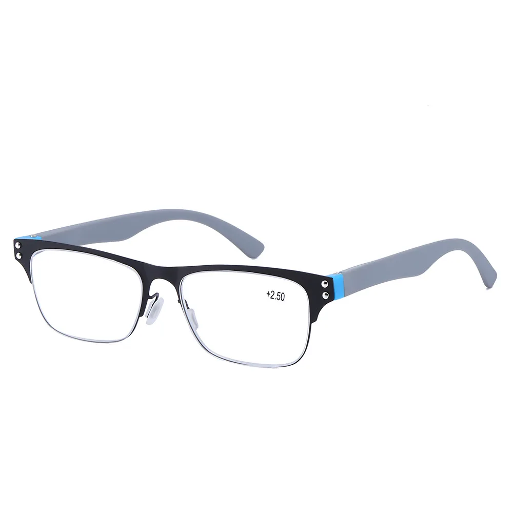 

New Metal Business High Quality Men's Alloy Reading Glasses Half Frame Old Glasses Rubber Feet Hyperopia Presbyopia Reader