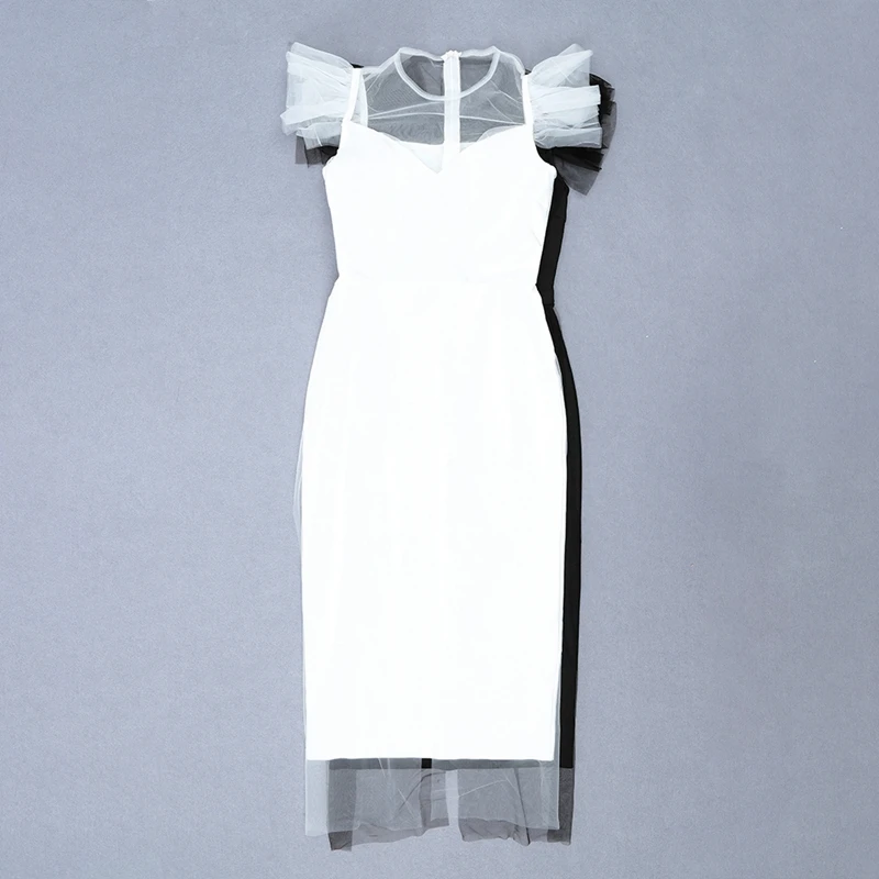 INDRESSME, новинка, вечерние, для женщин, для клуба, элегантные, Vestidos, сексуальное, цельное, Сетчатое, с бретелькой через шею, без рукавов, Бандажное, миди платье