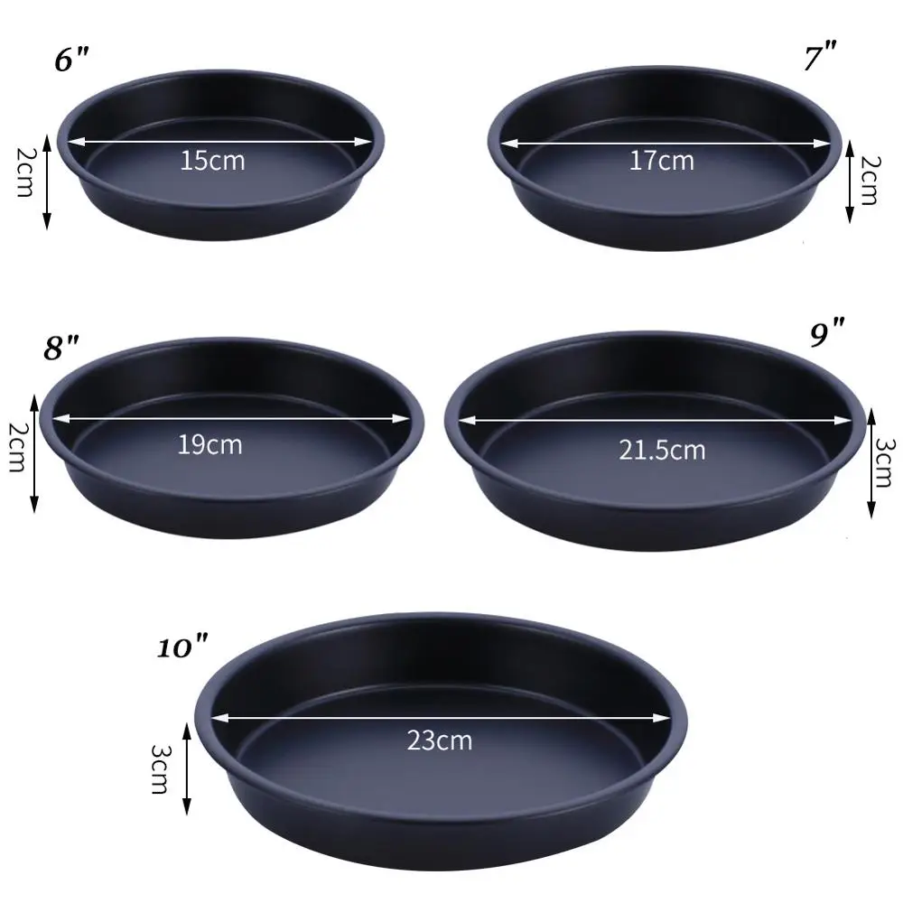 Large Non Stick Carbon Steel Round Cake Tin Baking Pan Trays 8/9/10 Inch New L 