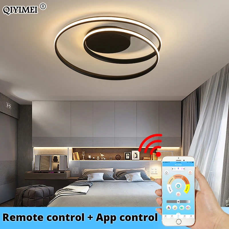 En Ligne Plafonniers modernes lampe à LED pour salon chambre salle d étude blanc noir couleur surface monté plafonnier déco AC85 265V