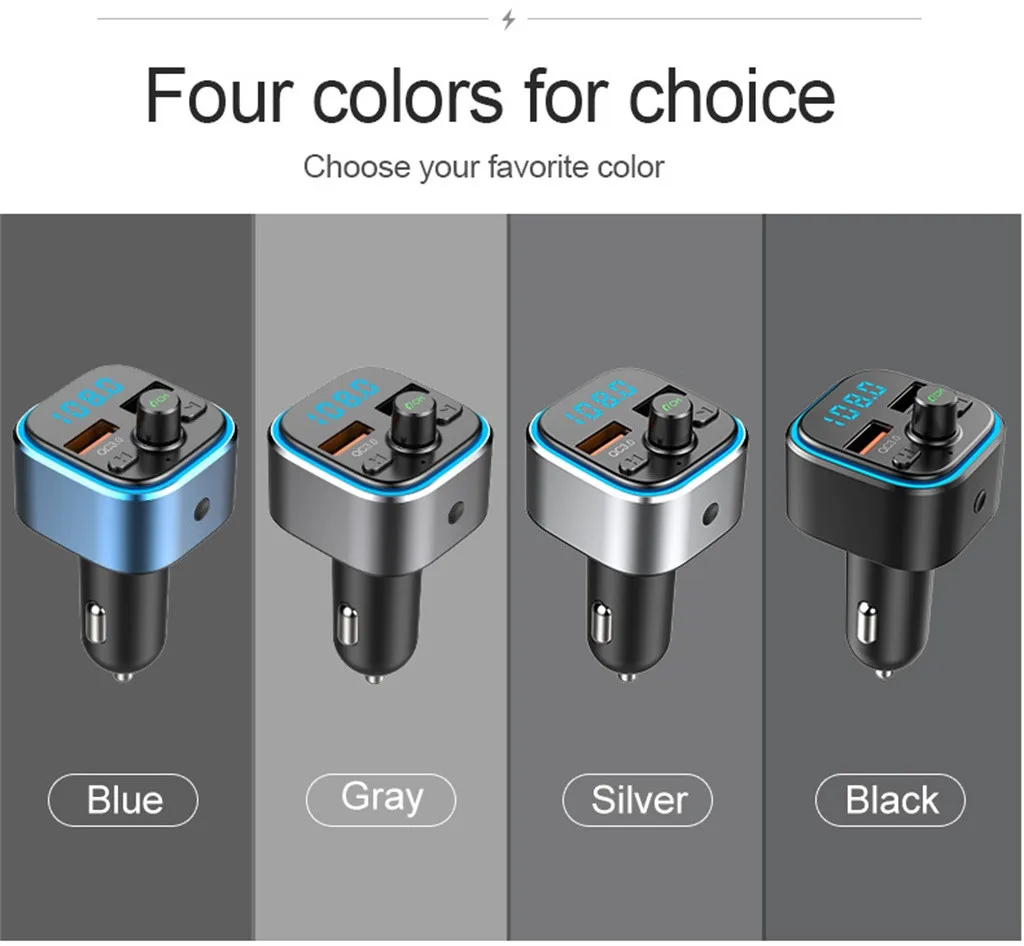 QC3.0 Быстрая зарядка 5,0 Blueteeth версия MP3 музыкальный плеер Dual USB FM передатчик ЖК-дисплей Дисплей# WL1