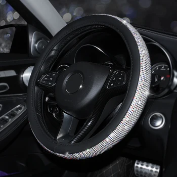 

Bling Steentjes Kristal Auto Stuurhoes PU Lederen stuurwiel covers Auto Accessoires Case Auto Styling