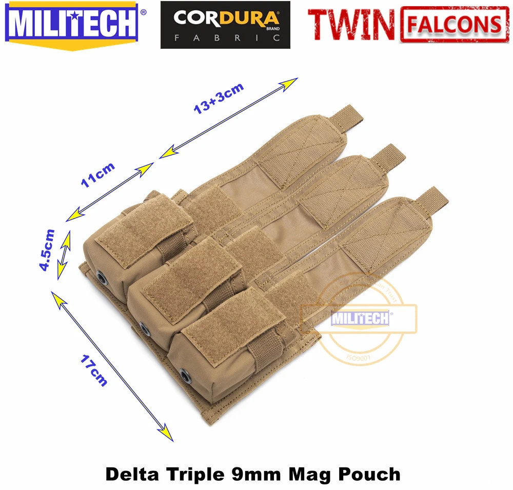 MILITECH TWINFALCONS TW 500D Delustered Cordura Molle Crye CP Delta тройной 9 мм Mag Molle Pouch Magazine Glock Pouch для полиции