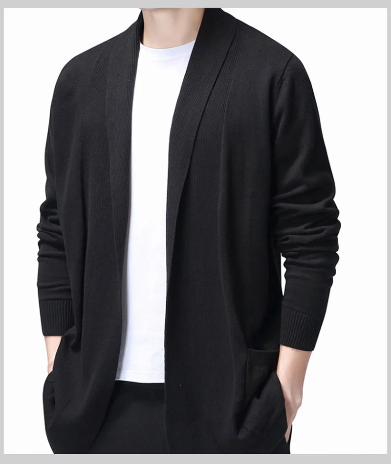Long Mens Cardigans Jumper Fashion Hombre Cardigan Sweaters Men Coats Casual Slim Long Sleeve Sweater Pull Homme KK3121