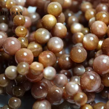 

Meihan Free shipping (1 bracelets/set) natural 10-10.8mm gold Moonstone smooth round loose beads for jewelry making