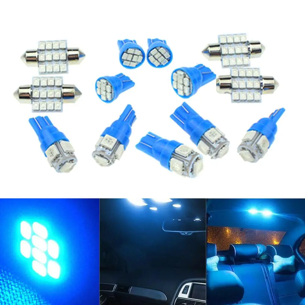 

13pcs/lot LED T10 31mm Car Auto Interior Map Dome License Plate Replacement Light Kit Blue Lamp Set