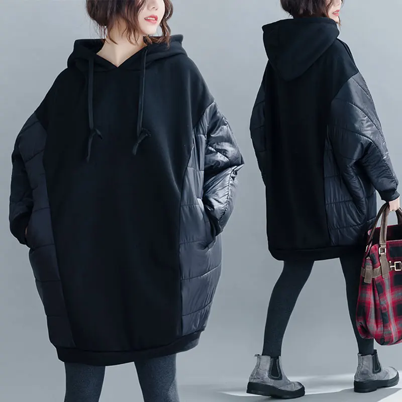 Большие размеры 4XL, Осень-зима, женские модные элегантные одноцветные топы, женские большие свободные хлопковые флисовые толстовки с капюшоном