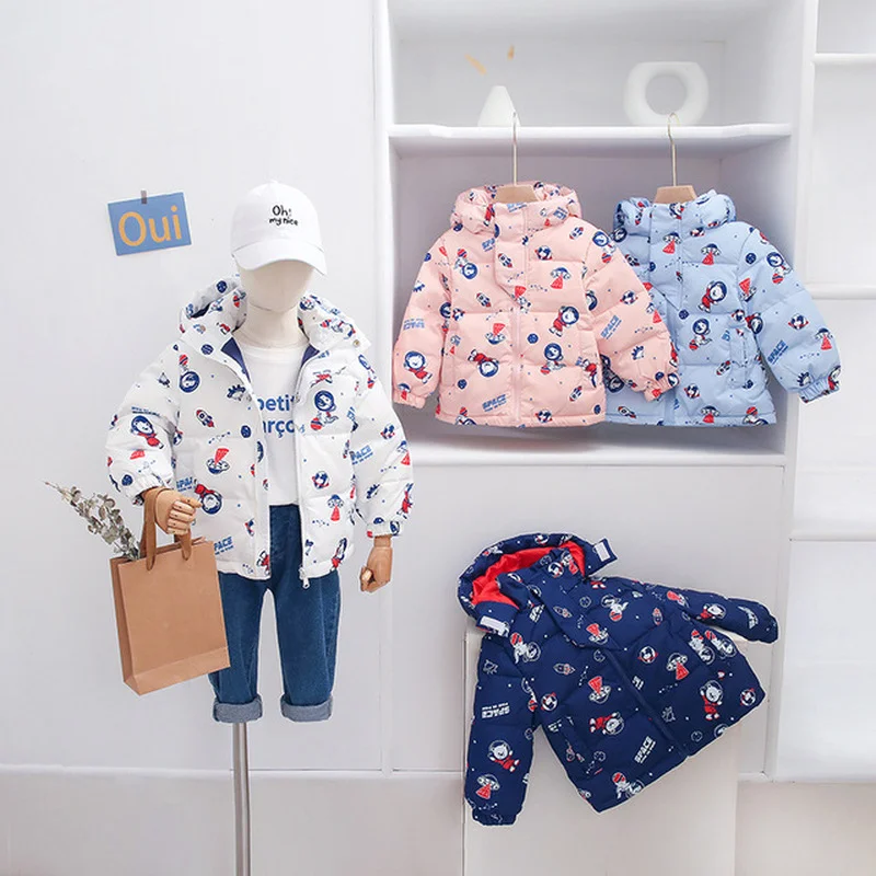 

Winter Warm White Duck Down Girls Boys Outerwear Kids Down Parkas Toddler Baby Hooded Jackets Childrens Clothing Casual Coats