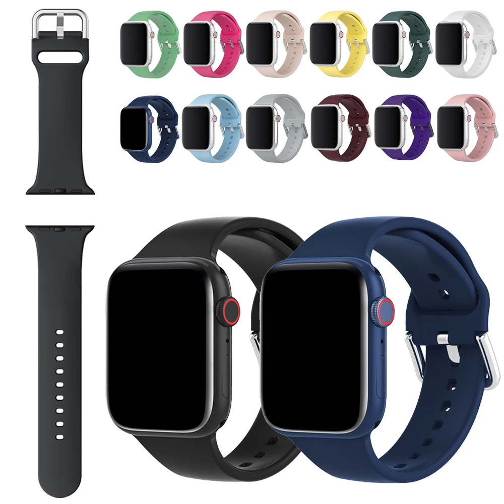 Soft Silicone Band For Apple Watch 6 Series Se 5 4 3 2 1 44mm 40mm ...