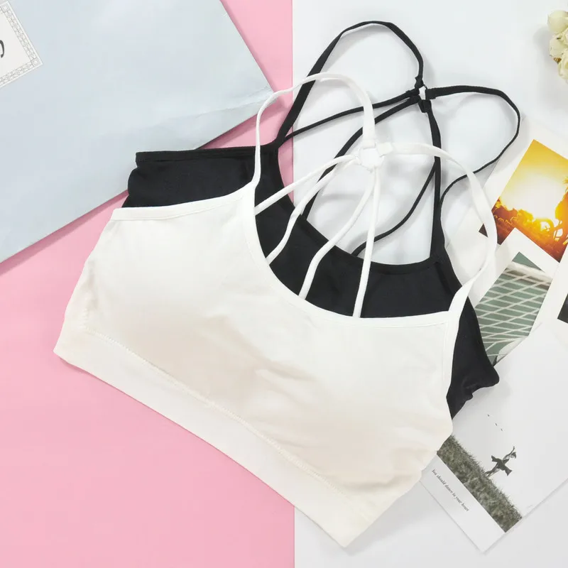 Черные белые дышащие бюстгальтеры для йоги с перекрестными лямками пуш ап бега