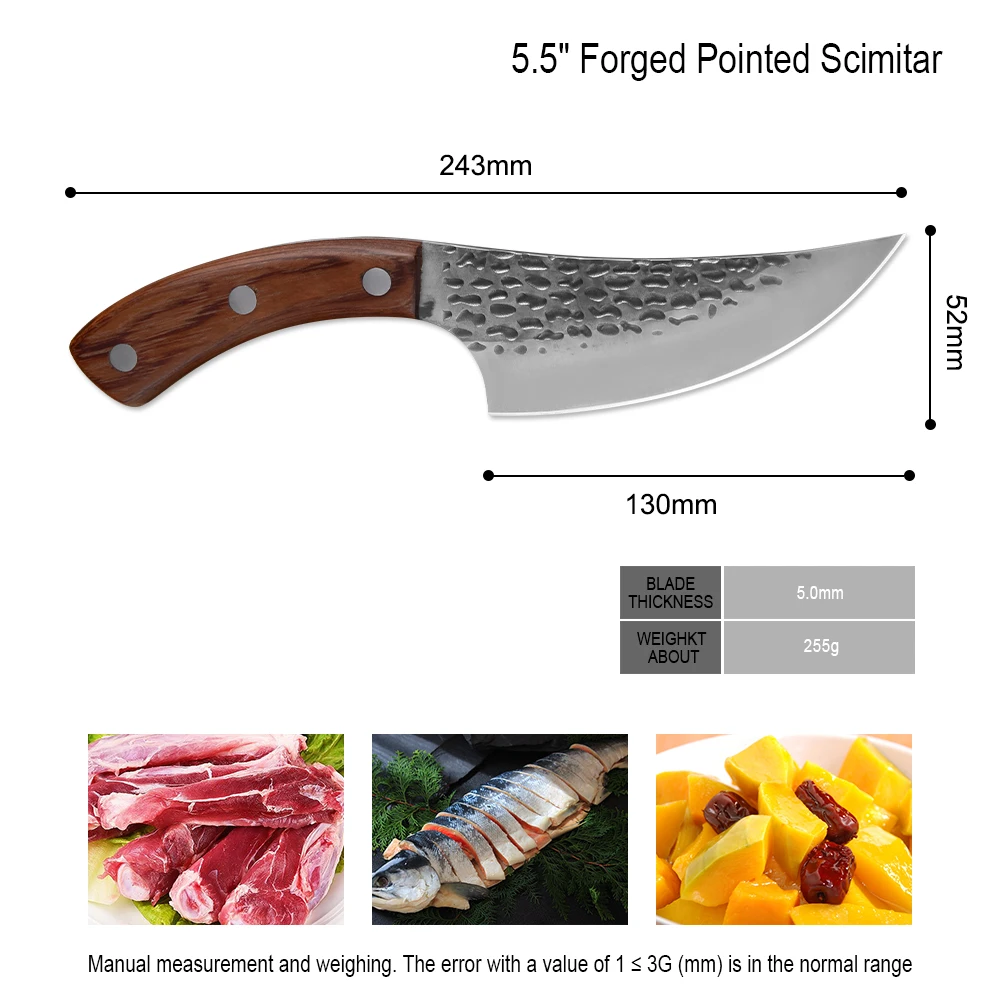 knife SOWOLL, Полный Тан, 5,5 дюймов, обвалка, кемпинг, сербийский нож, ручная работа, кованые нарезанные нож для шеф-повара, кухонный нож для мясника, кожаное покрытие оболочки - Цвет: knife