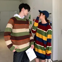 Autumn Sweater Men Warm Fashion Contrast Color Casual O-neck Knit Sweter Man Clothes Streetwear Wild Loose Couple Pullover Men Autumn Sweater Men Warm Fashion Contrast Color Casual O-neck Knit Sweter Man Clothes Streetwear Wild Loose Couple Pullover Men