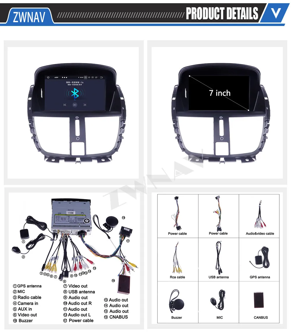 Carplay For Peugeot 207 2007 2008 2009 2010 2011 2012 2013 2014 Android 10 Screen GPS Navi Audio Stereo Radio Recorder Head Unit