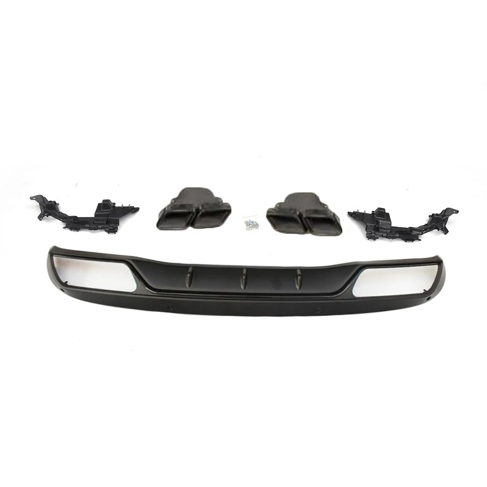 Black and blacktip PP авто задний диффузор с Глушитель для Mercedes Benz C Class W205 C200 C250 Седан 4-дверный- спортивный/Non C63 AMG - Цвет: Black and blacktip