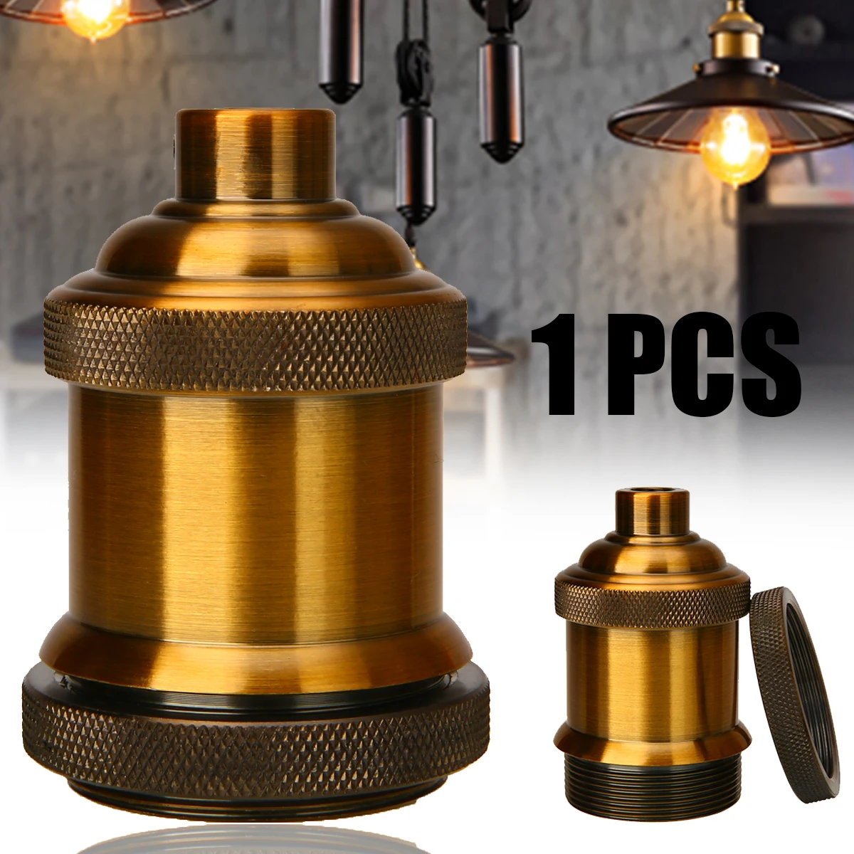 

1pcs Vintage Screw Aluminum Light Socket Keyless Lamp Base Holder E26/E27 Bulbs Light Holder Light Accessories Tools Durable