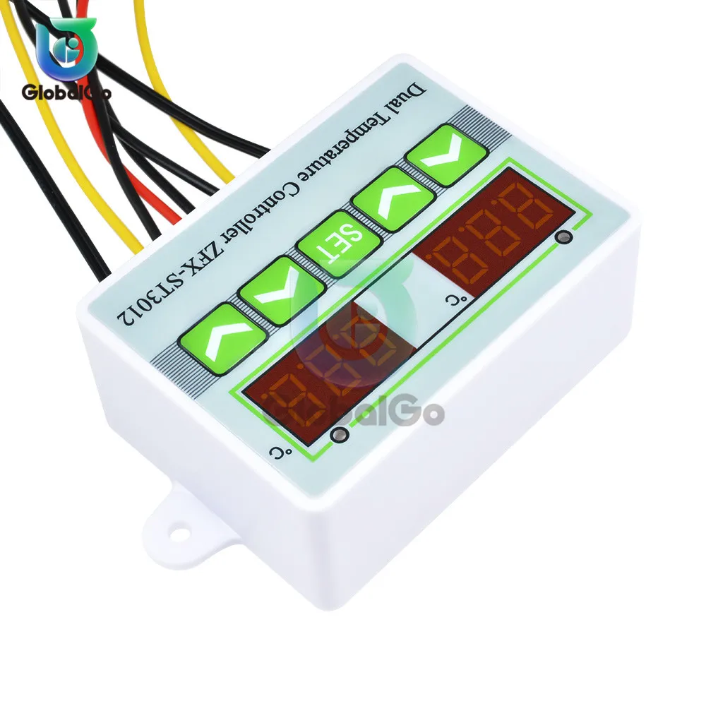 Интеллектуальный термостат ST3012, светодиодный переключатель, цифровой двойной термометр NTC 10 K, 220 В, 24 В, 12 В