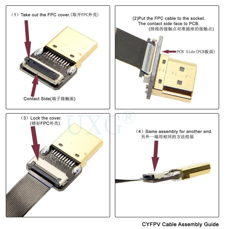 FPC HDMI micro MINI HDMI cable 90 Degree UP Down Left Right Angle adapter For Raspberry Pi DJI UAV PTZ SLR Camera TV/Projector