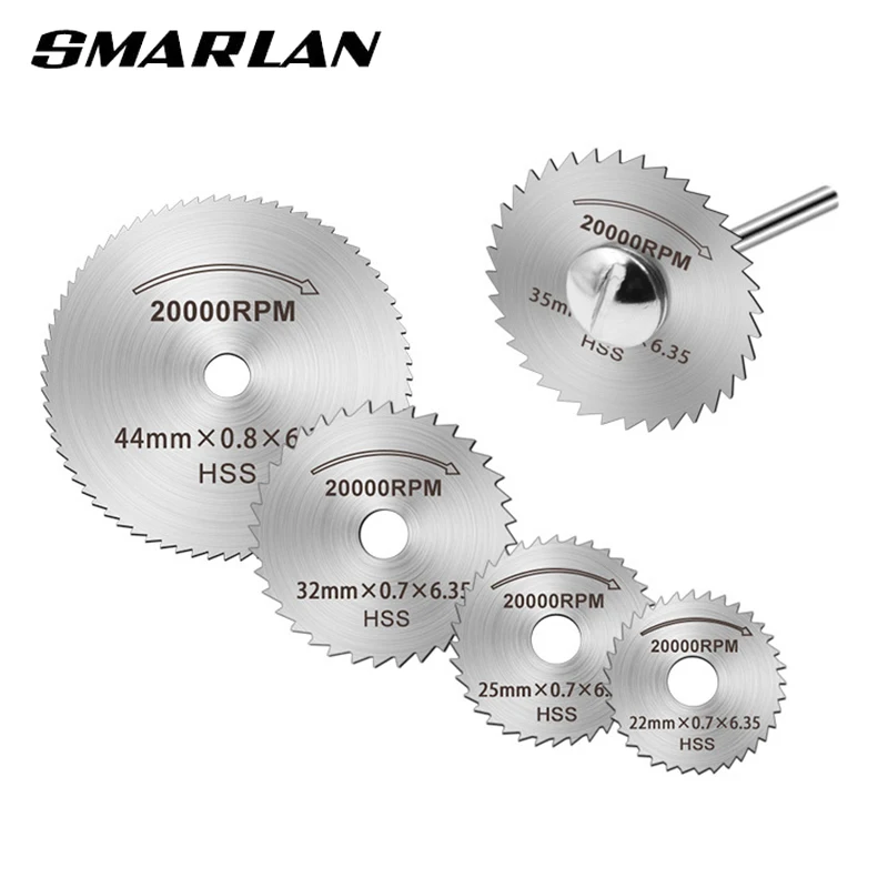 

6pcs Mini Circular Saw Blade Set High Speed Steel Cutting Disc 1/8" Shank Dremel Rotary Tool Accessories Wood Aluminium Cutting