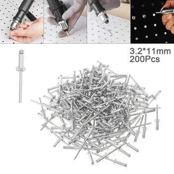 

200pcs M3.2x11mm Aluminium Rivet Gun Core Pulling Riveting Break Mandrel Nail with Polished Surface for Furniture Car Aircraft