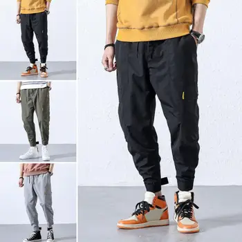 

Casual Men Cargo Pants Drawstring Multi Pockets Hook Loop Ankle Tie Harem Joggers Harajuku Sweatpant Hip Hop Trousers For Men's