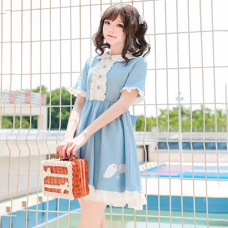 japanese college style sweet lolita dress peter pan collar cute