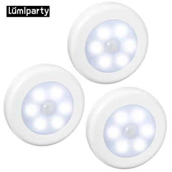 

3pcs 6 LEDs PIR Body Motion Sensor light Led night light Battery for Closet, Stairs, Basement Hallway Cabinet luminarias