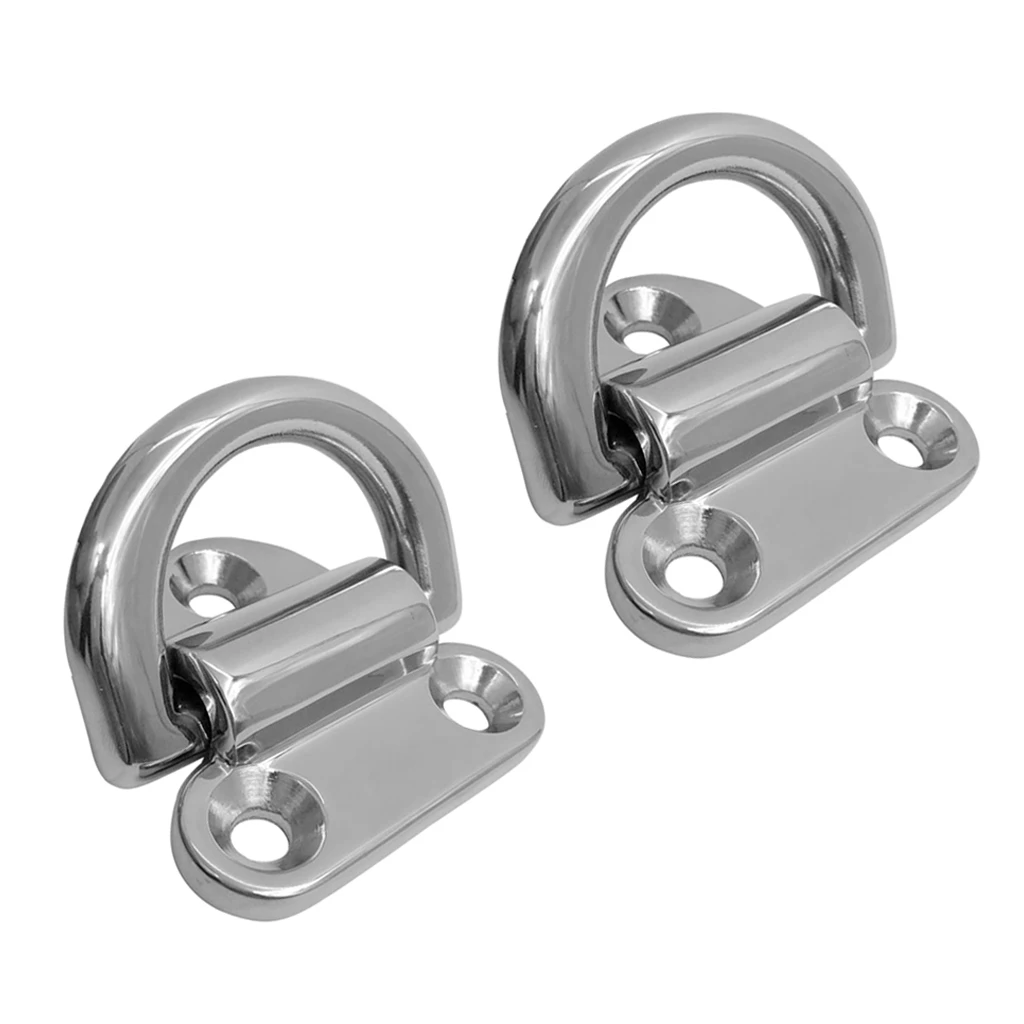 8 Pack of Folding Pad Eye Lashing D Ring Tie Down Anchor Point Marine Trailer Truck, 316 Stainless Steel