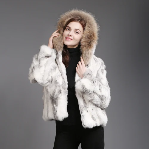 natural gray Горячая Распродажа Женское пальто из натурального кроличьего меха женская зимняя теплая куртка из натурального кроличьего меха Повседневная шуба из натурального кроличьего меха - Цвет: natural gray