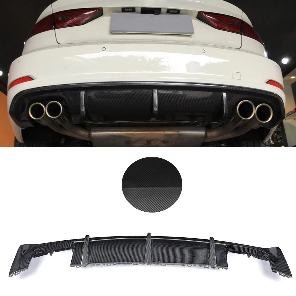 Dual Exhaust Carbon Углеродного волокна/FRP задний диффузор бампер спойлер для Audi A3 Стандартный седан 8V 4 двери 2013 - Цвет: Dual Exhaust Carbon