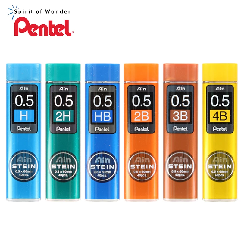 Pentel Pencil C275 свинцовый стержень Stein Enhanced Silica 0,5*60 мм 2 H, H, HB, B, 2B, 3B, 4B механический карандаш Пишущие принадлежности