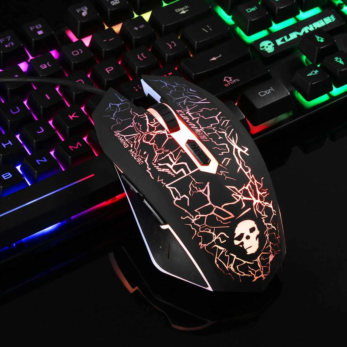 Цветная подсветка USB Проводная игровая клавиатура и мышь набор T6 2400 dpi светодиодный геймер компьютерная Механическая игровая клавиатура комбо